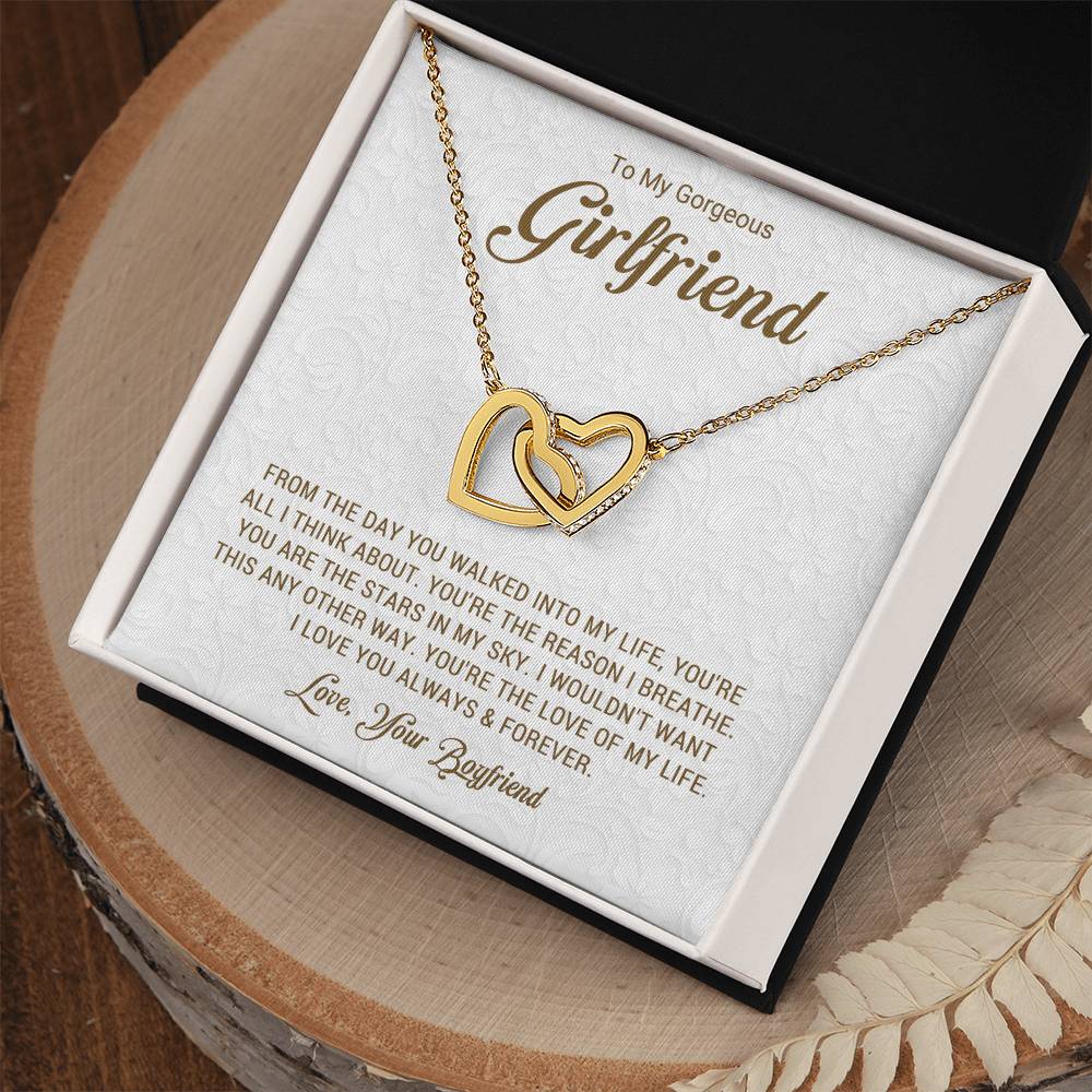 To My Gorgeous Girlfriend - Love Your Boyfriend - Interlocking Hearts Necklace