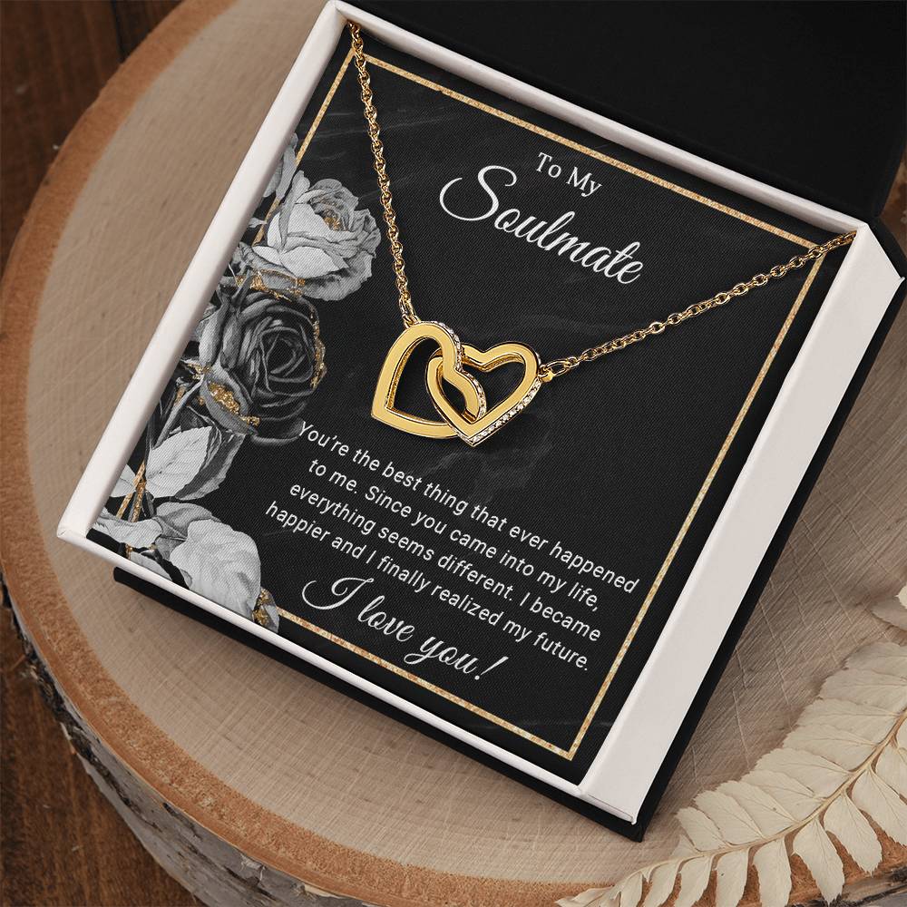 To My Soulmate - Interlocking Hearts Necklace