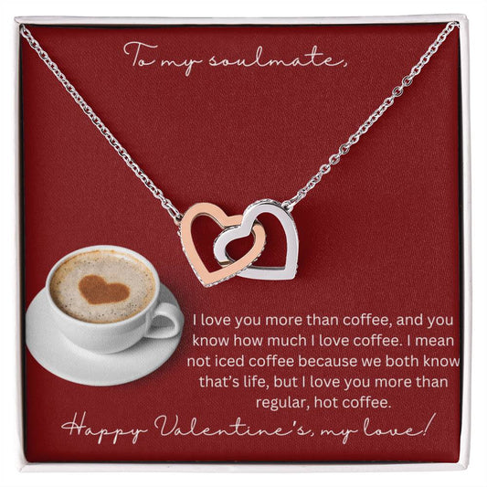 I Love You More Than Coffee Funny Valentine Heart Necklace