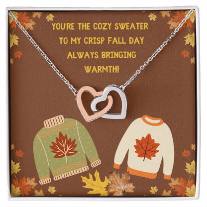 Cozy Fall Sweater Friendship Interlocking Hearts