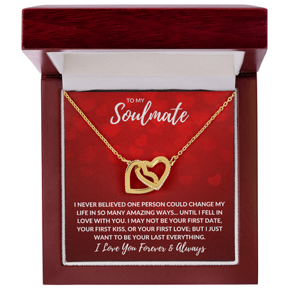 Soulmate Forever and Always Interlocking Hearts Necklace