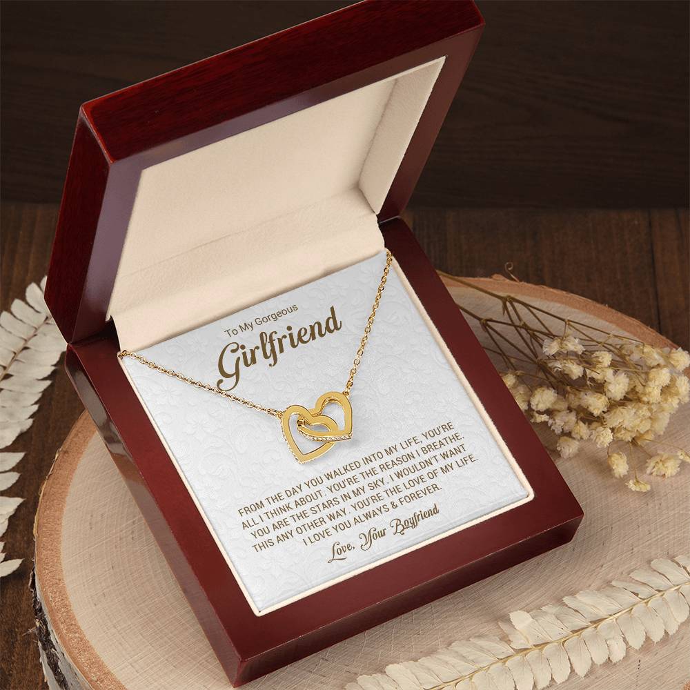 To My Gorgeous Girlfriend - Love Your Boyfriend - Interlocking Hearts Necklace