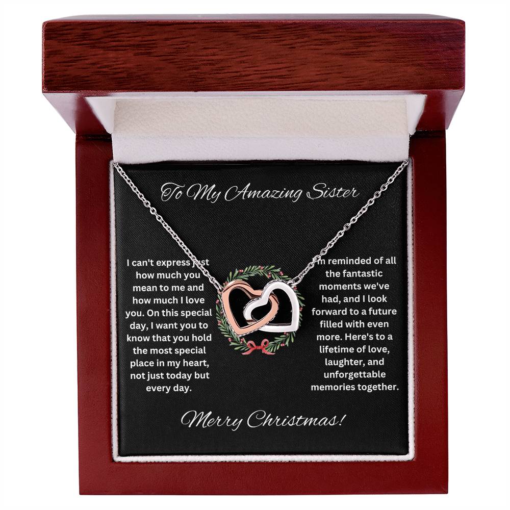 Sister Heart Christmas Necklace