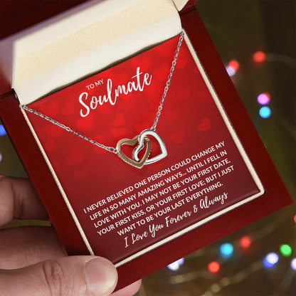 Soulmate Forever and Always Interlocking Hearts Necklace