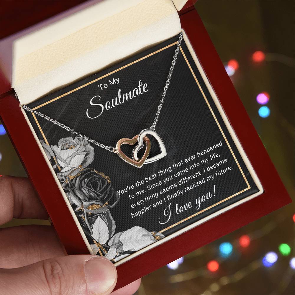 To My Soulmate - Interlocking Hearts Necklace