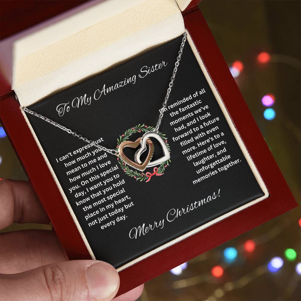 Sister Heart Christmas Necklace