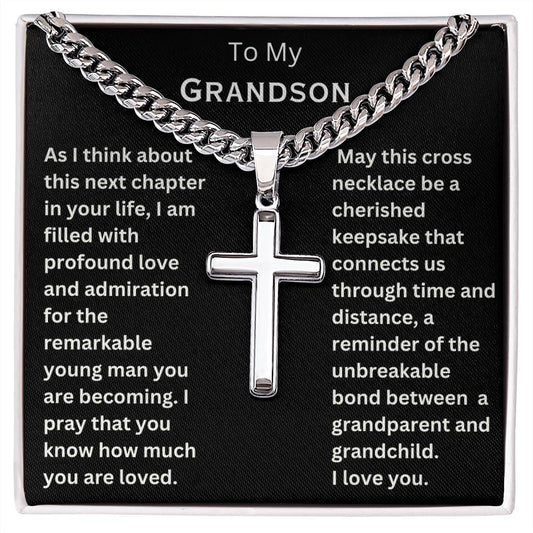 Grandson Graduation Cross Necklace