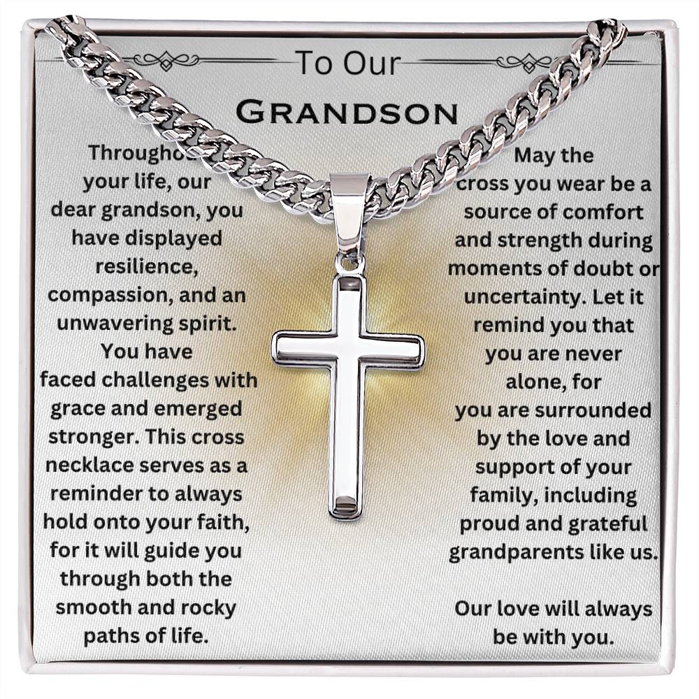 To Our Grandson Cross Necklace