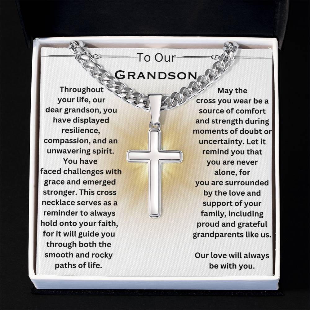 To Our Grandson Cross Necklace