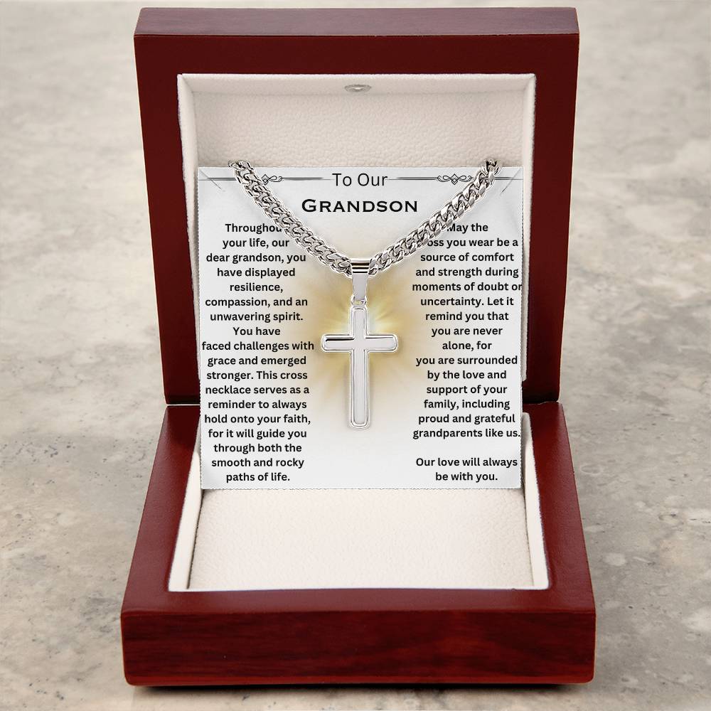 To Our Grandson Cross Necklace