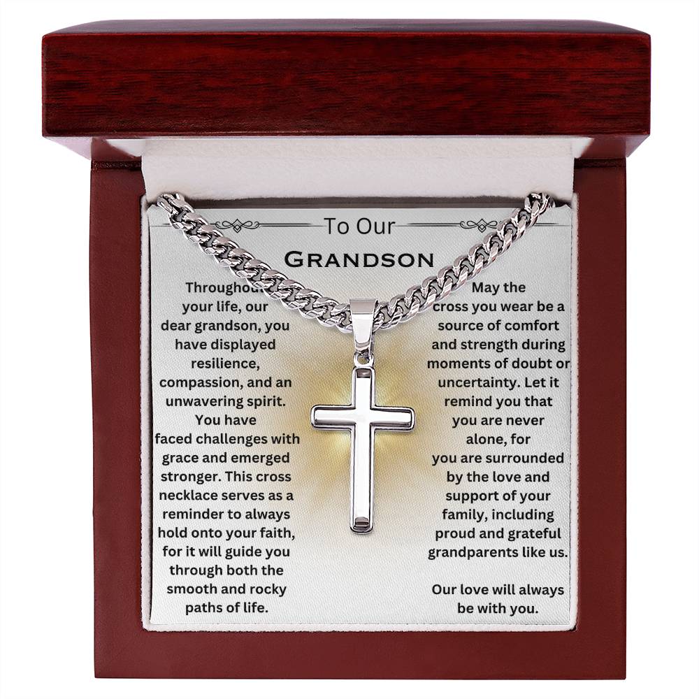 To Our Grandson Cross Necklace