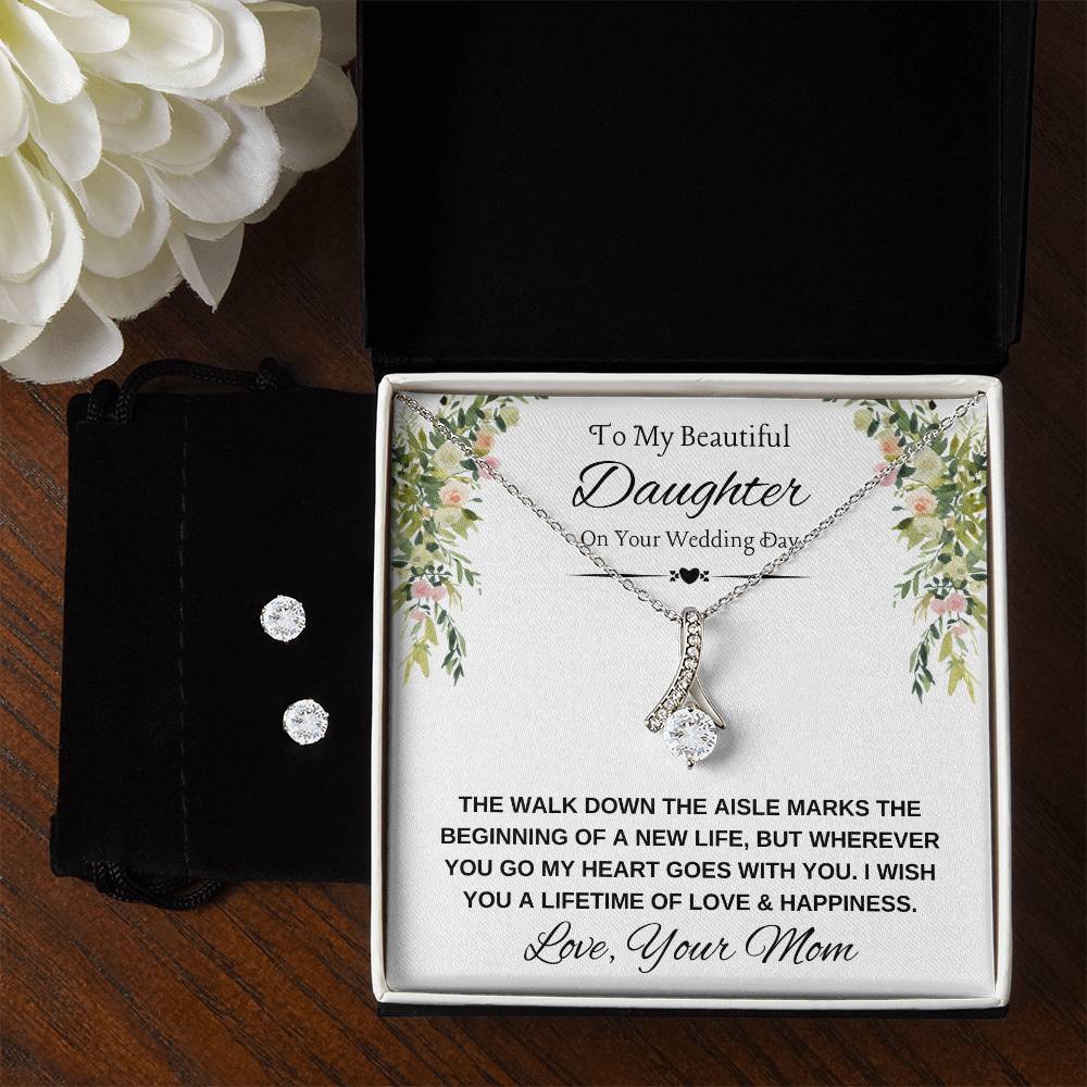 To Daughter on Wedding Day Necklace and Earrings