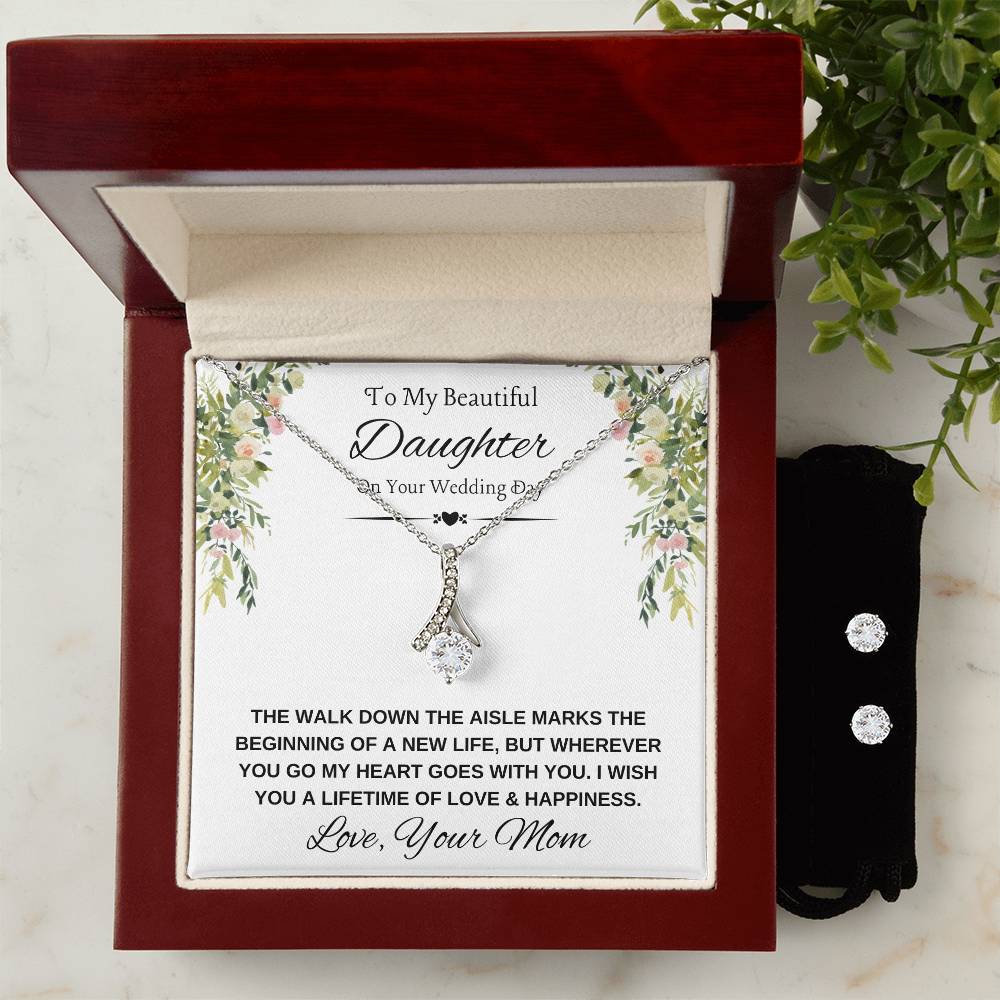 To Daughter on Wedding Day Necklace and Earrings