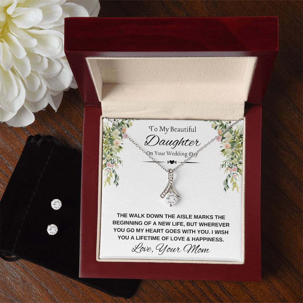 To Daughter on Wedding Day Necklace and Earrings