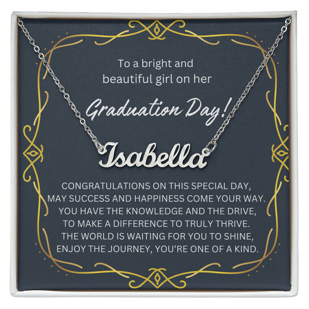 TO A BRIGHT BEAUTIFUL GIRL GRADUATION NAME NECKLACE