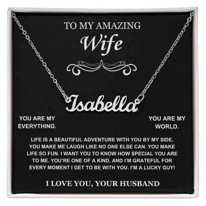 Wife You Are My World Personalized Name Necklace