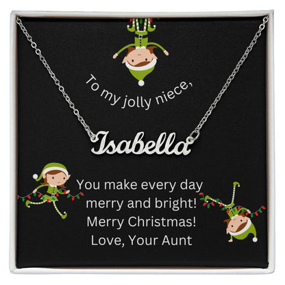 Christmas Niece Name Necklace