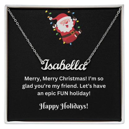 Christmas Friend Name Necklace