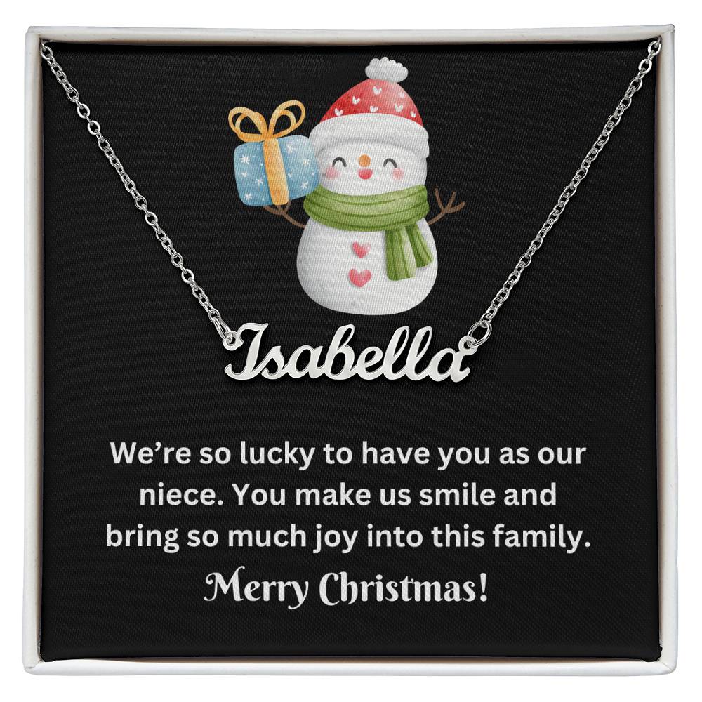 Snowman Niece Name Necklace