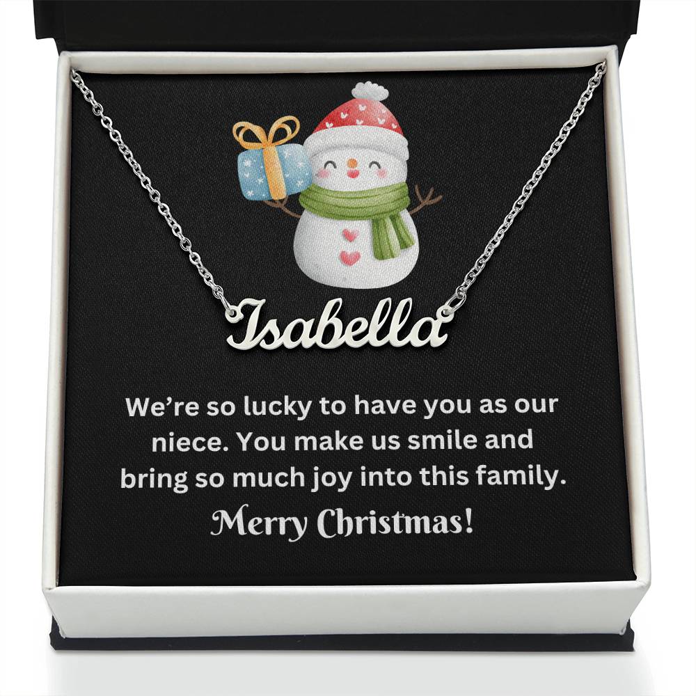 Snowman Niece Name Necklace