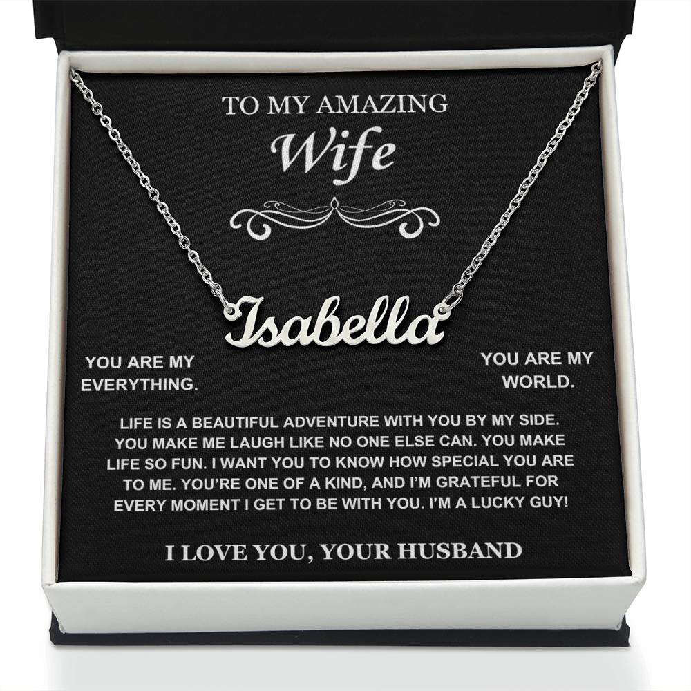 Wife You Are My World Personalized Name Necklace