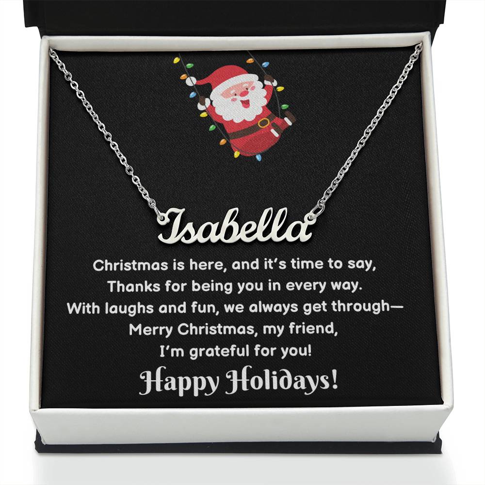 Christmas Friend Name Necklace