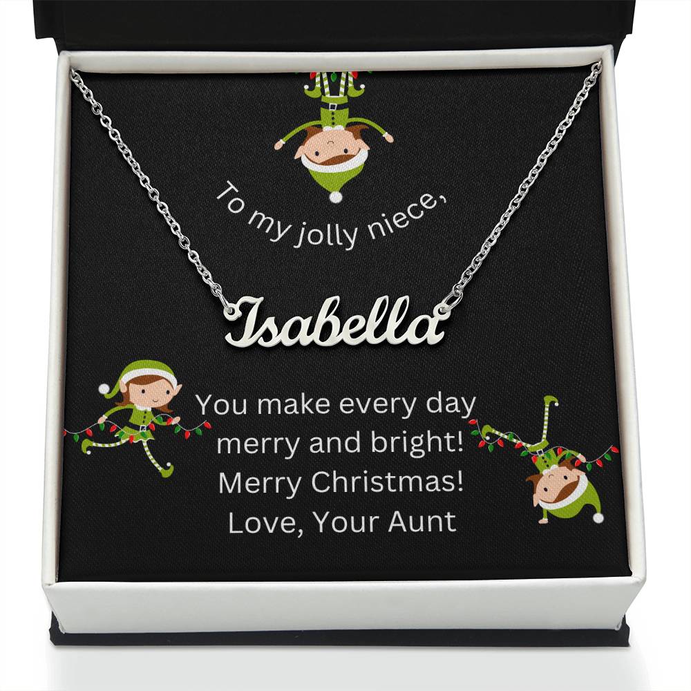 Christmas Niece Name Necklace