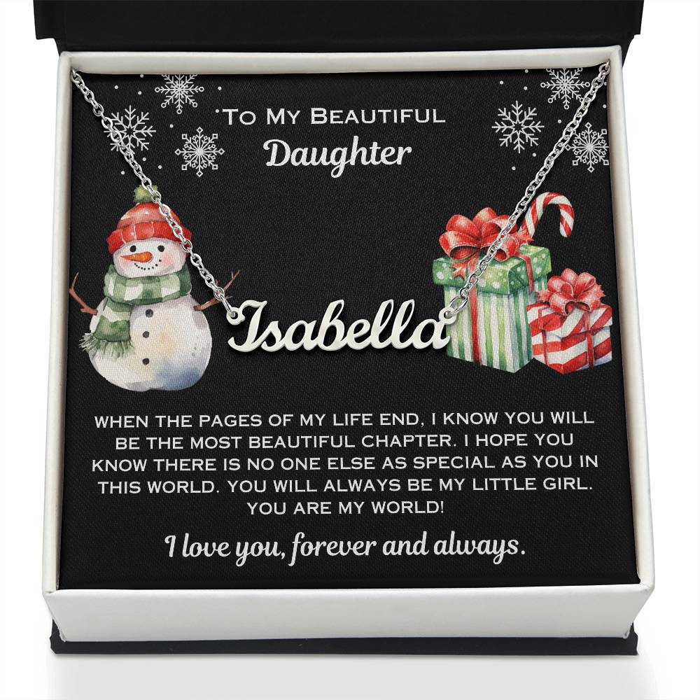 Beautiful Daughter Christmas Name Necklace