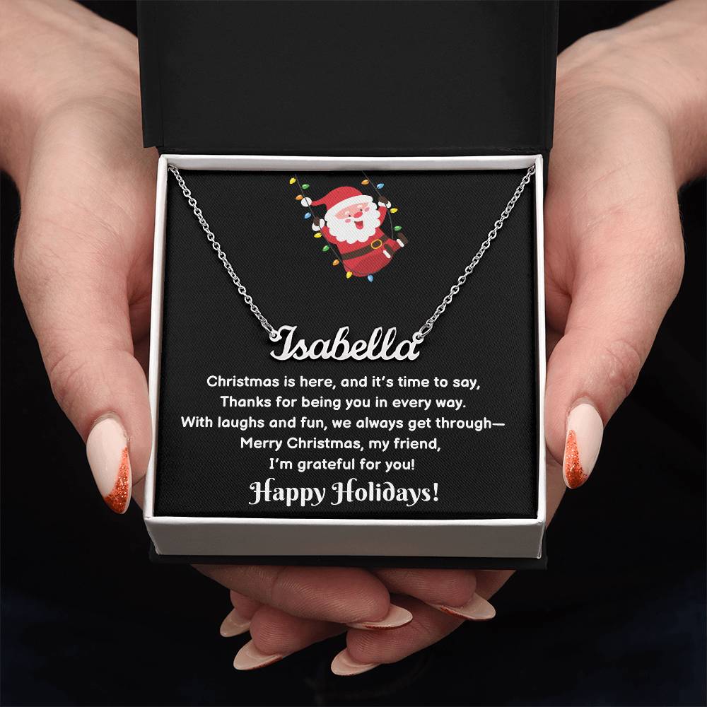 Christmas Friend Name Necklace