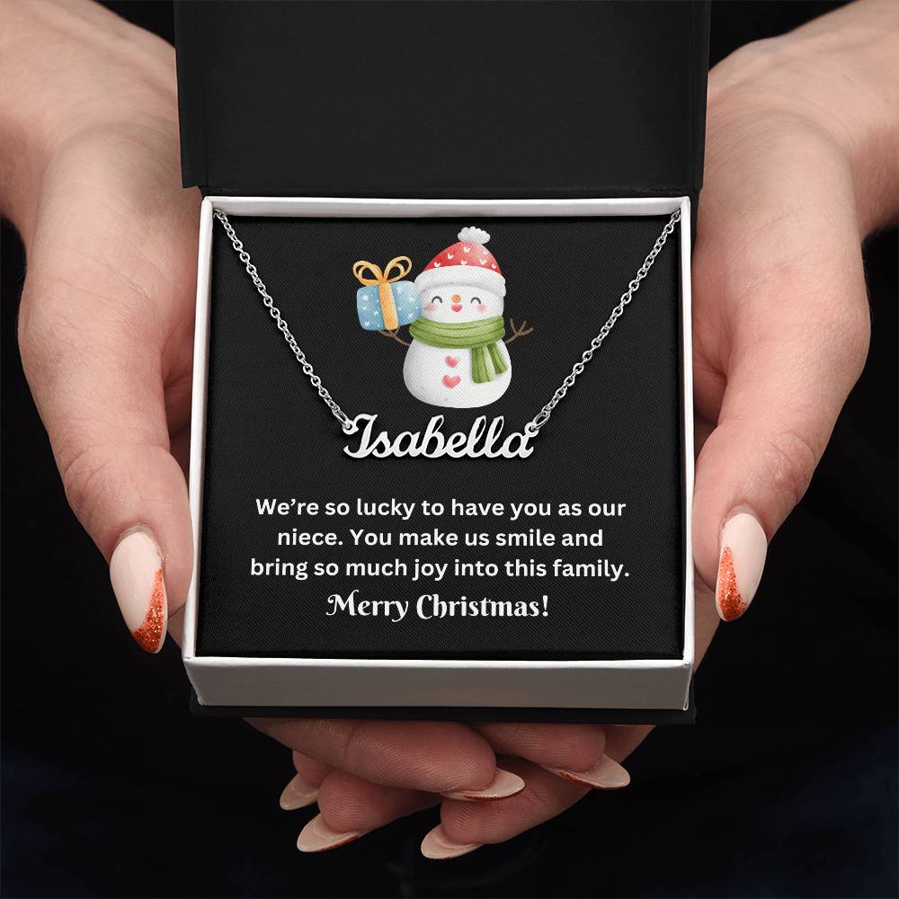 Snowman Niece Name Necklace