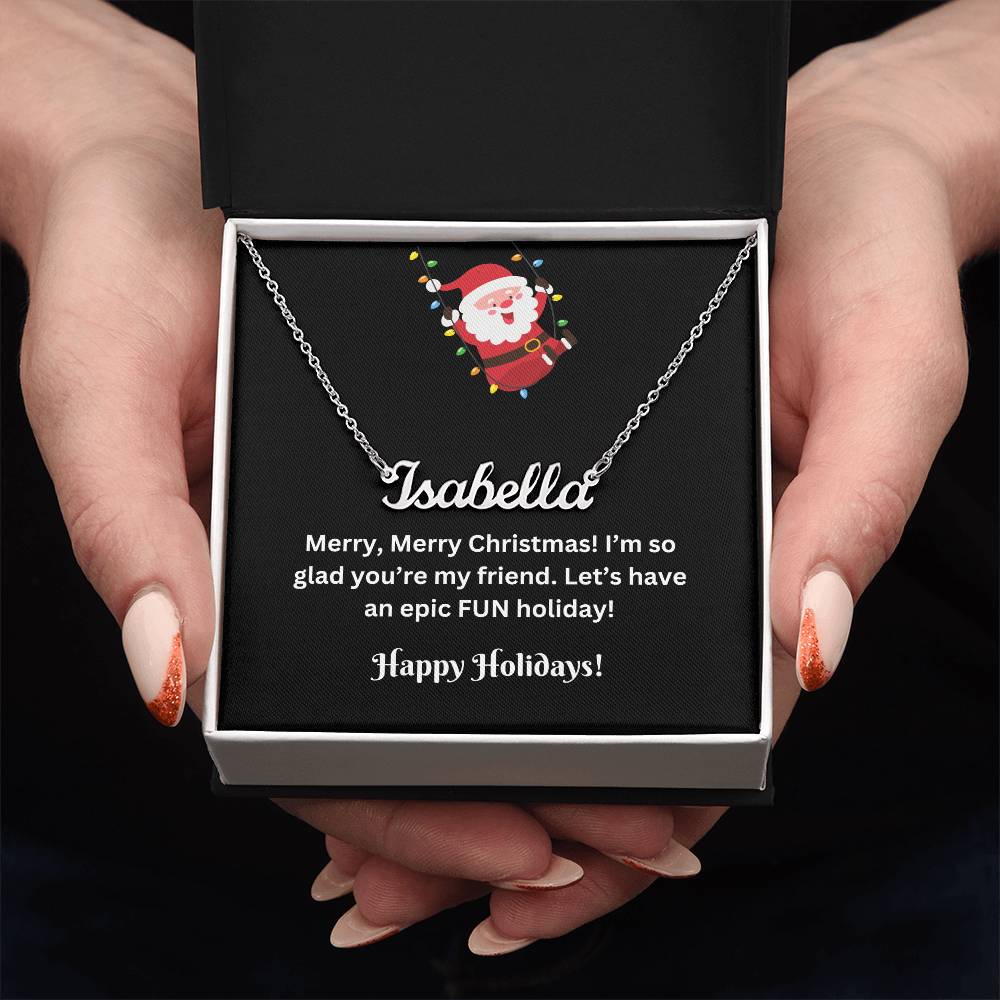 Christmas Friend Name Necklace