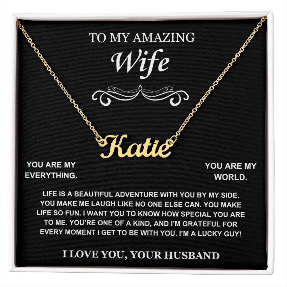 Wife You Are My World Personalized Name Necklace