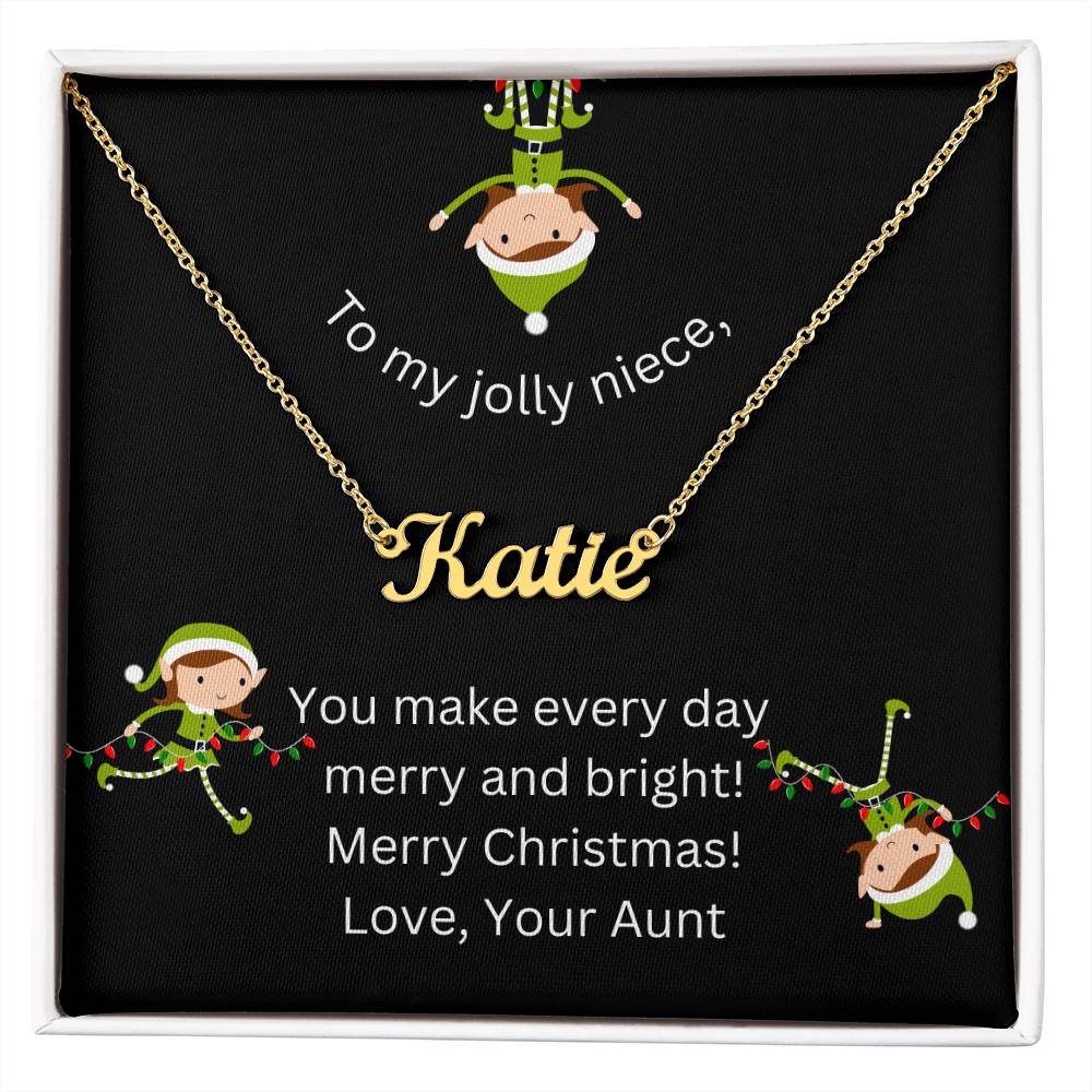 Christmas Niece Name Necklace