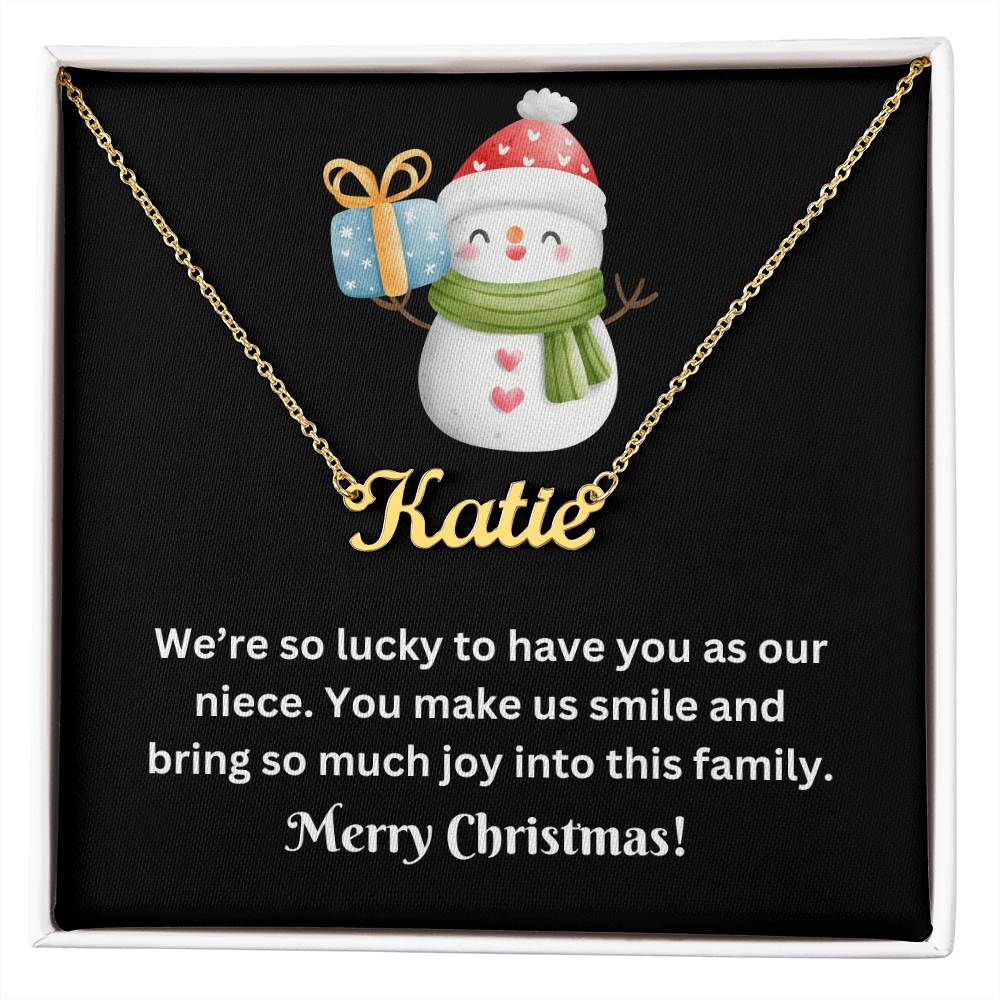 Snowman Niece Name Necklace