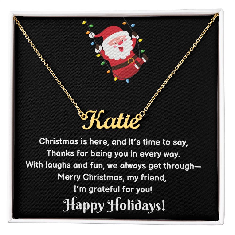 Christmas Friend Name Necklace