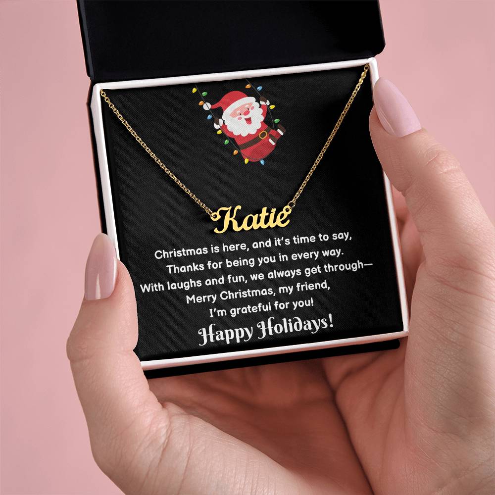 Christmas Friend Name Necklace