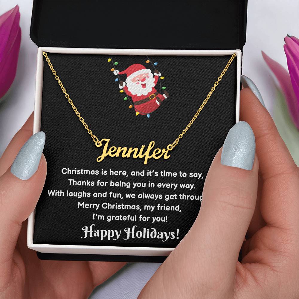 Christmas Friend Name Necklace