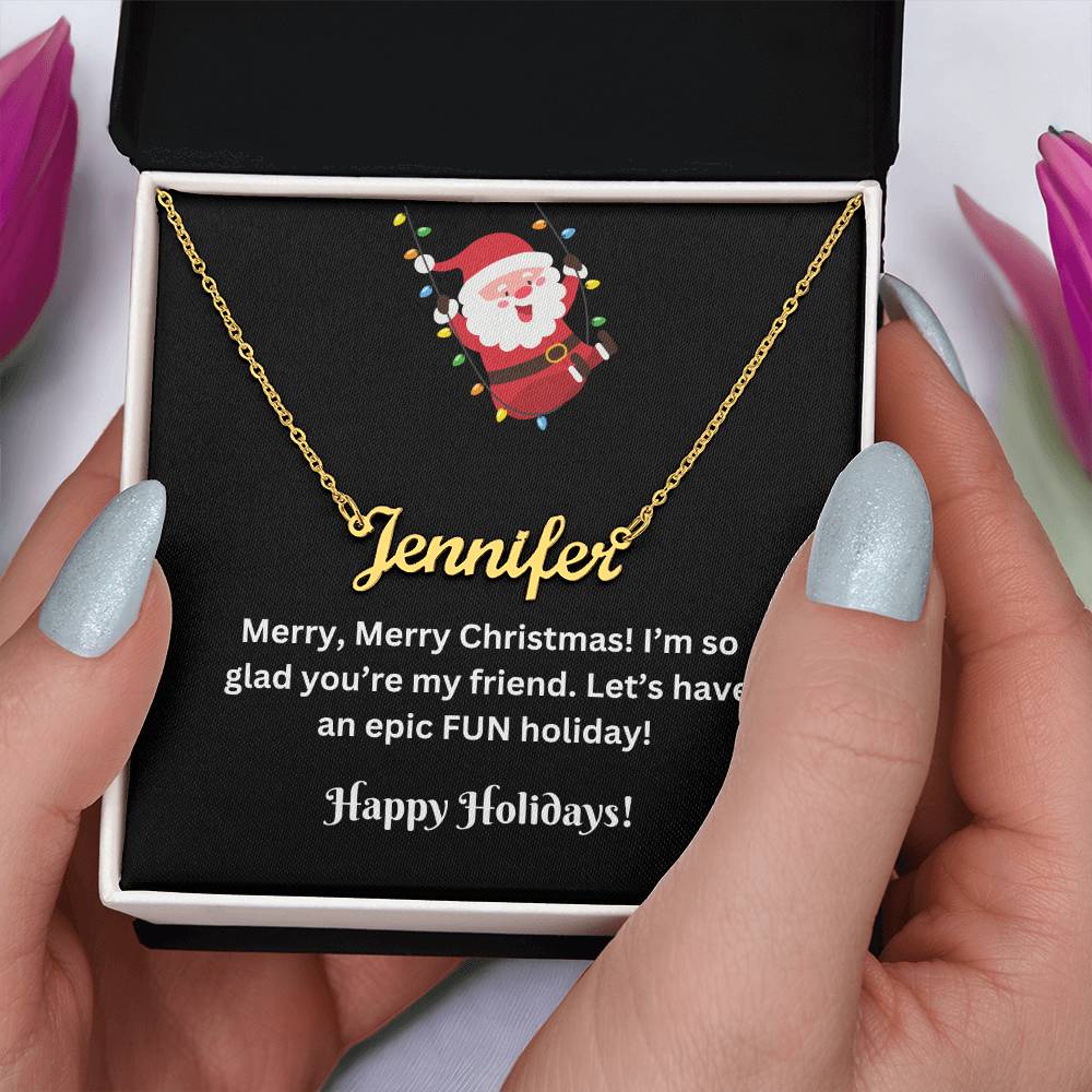 Christmas Friend Name Necklace