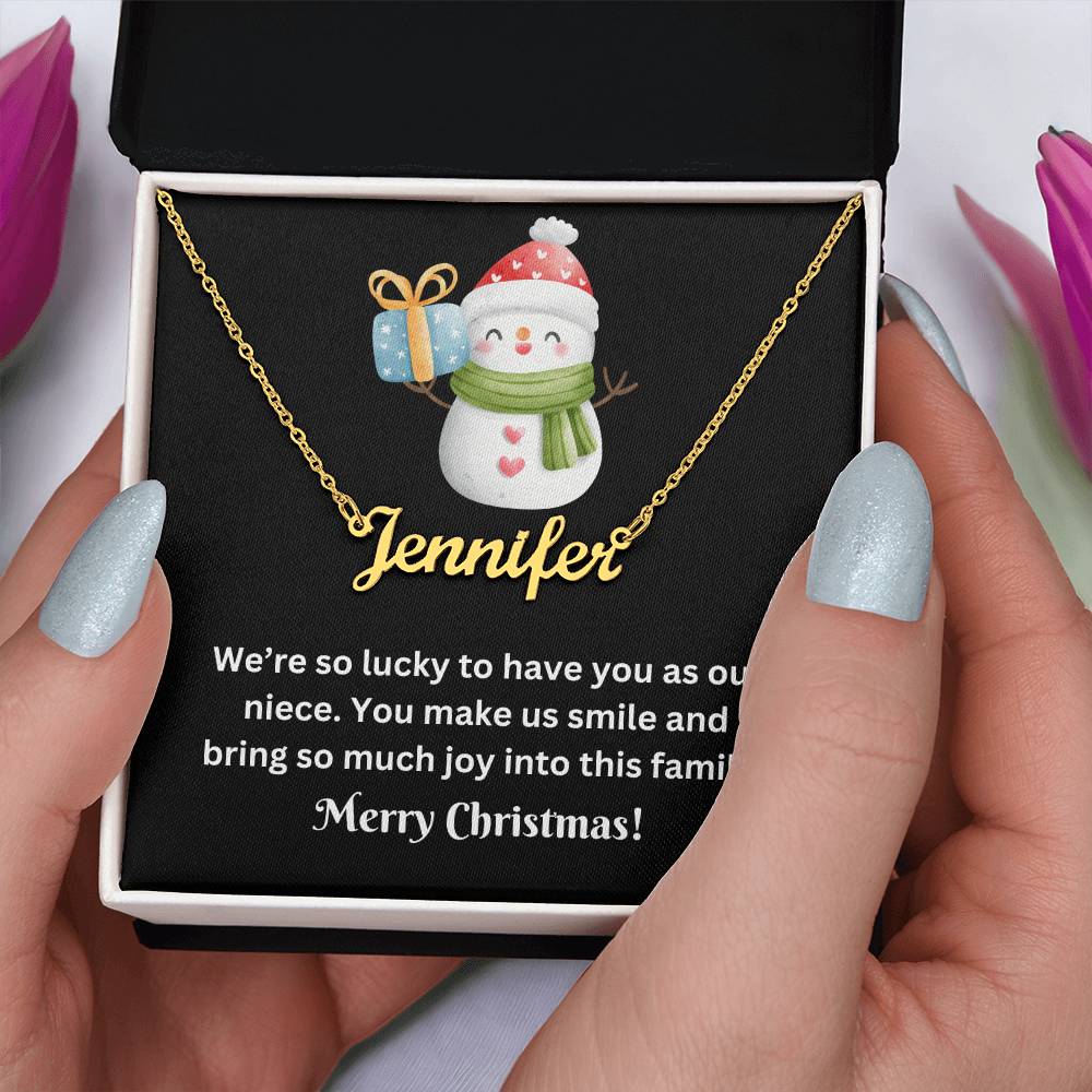 Snowman Niece Name Necklace