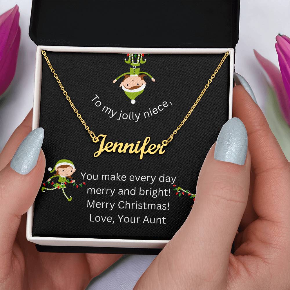 Christmas Niece Name Necklace