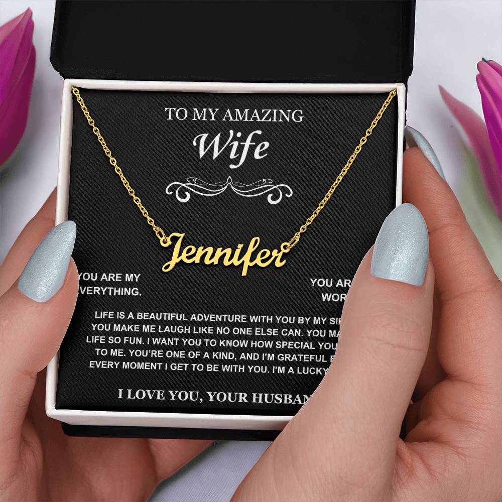 Wife You Are My World Personalized Name Necklace