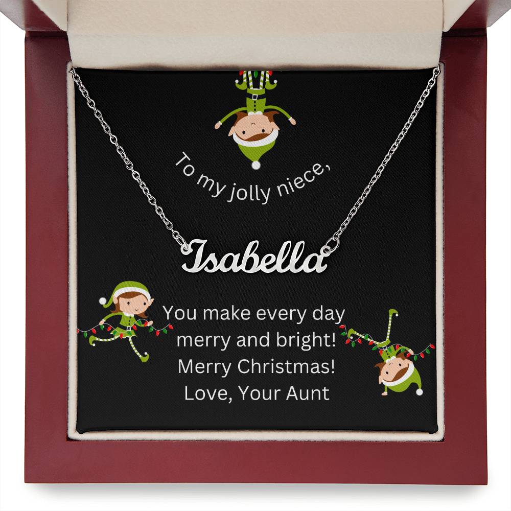 Christmas Niece Name Necklace