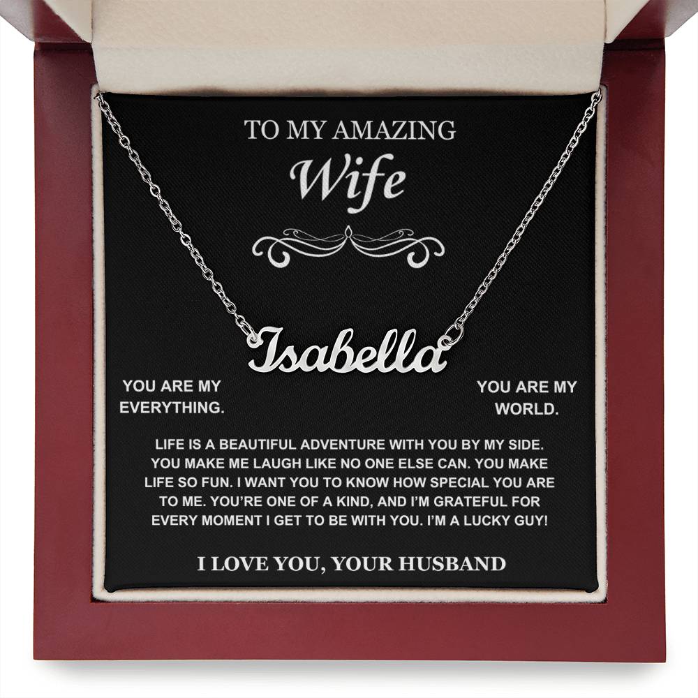 Wife You Are My World Personalized Name Necklace