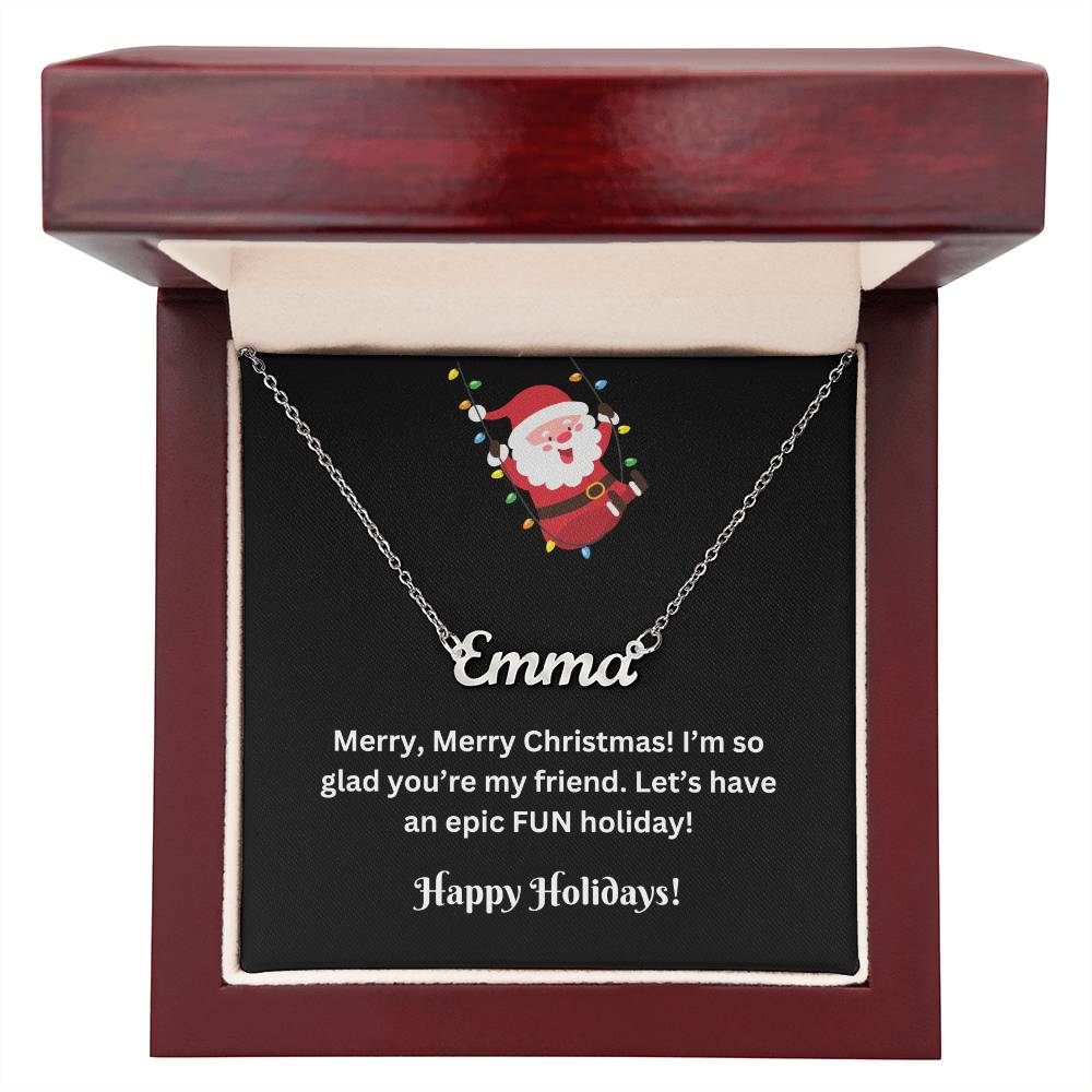 Christmas Friend Name Necklace