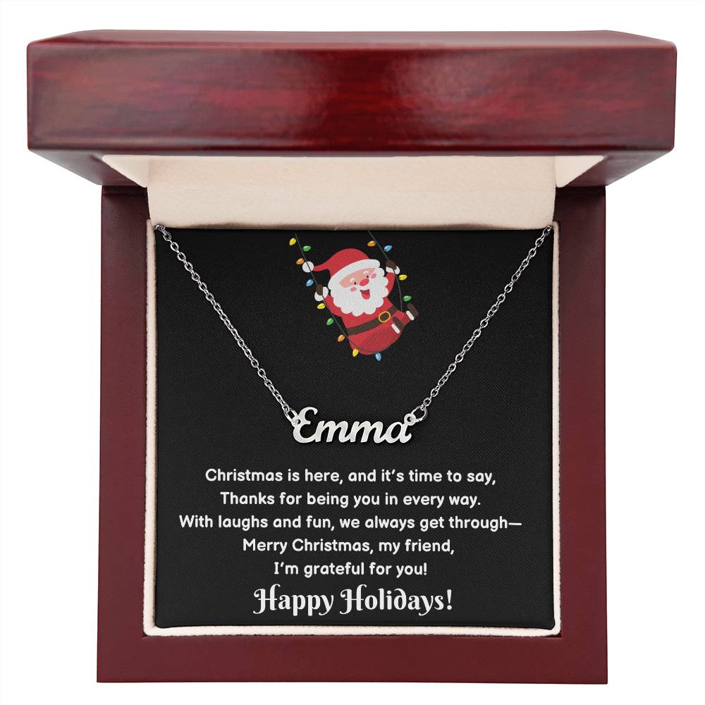 Christmas Friend Name Necklace