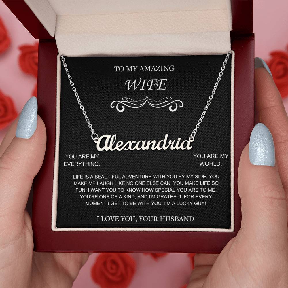 Amazing Wife Name Necklace