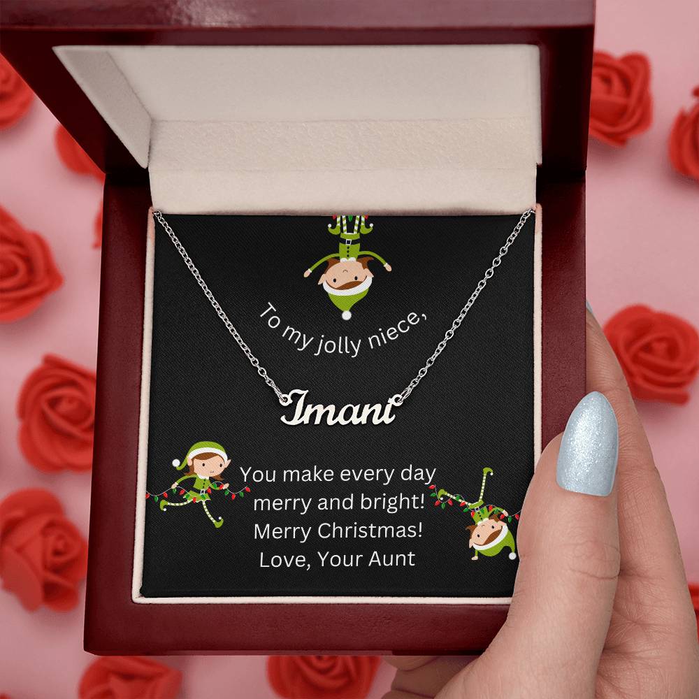 Christmas Niece Name Necklace