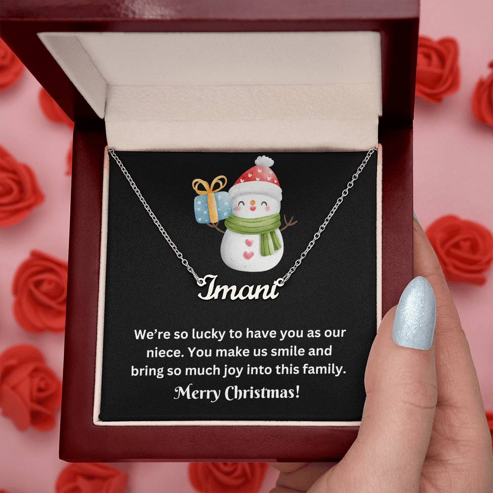 Snowman Niece Name Necklace