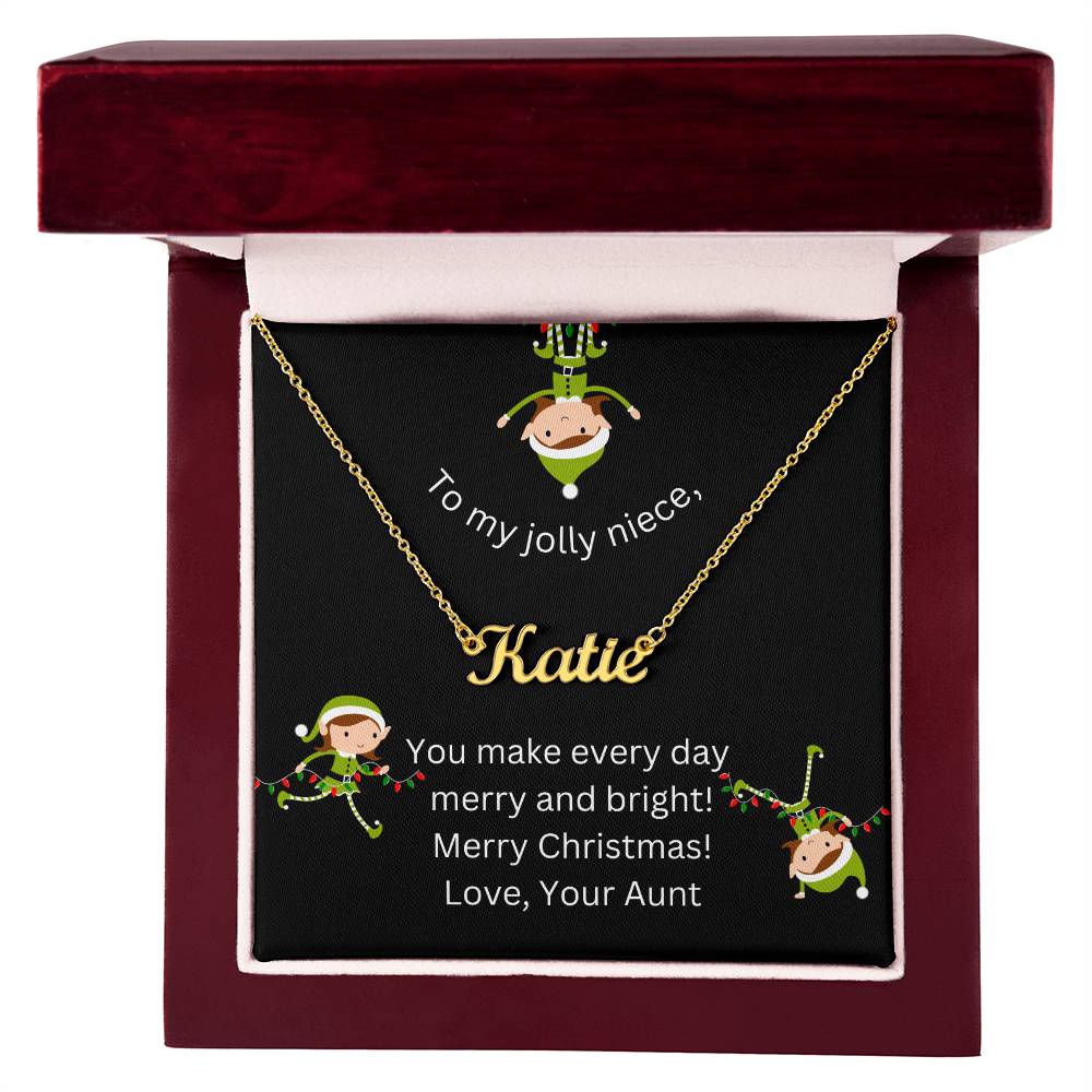 Christmas Niece Name Necklace