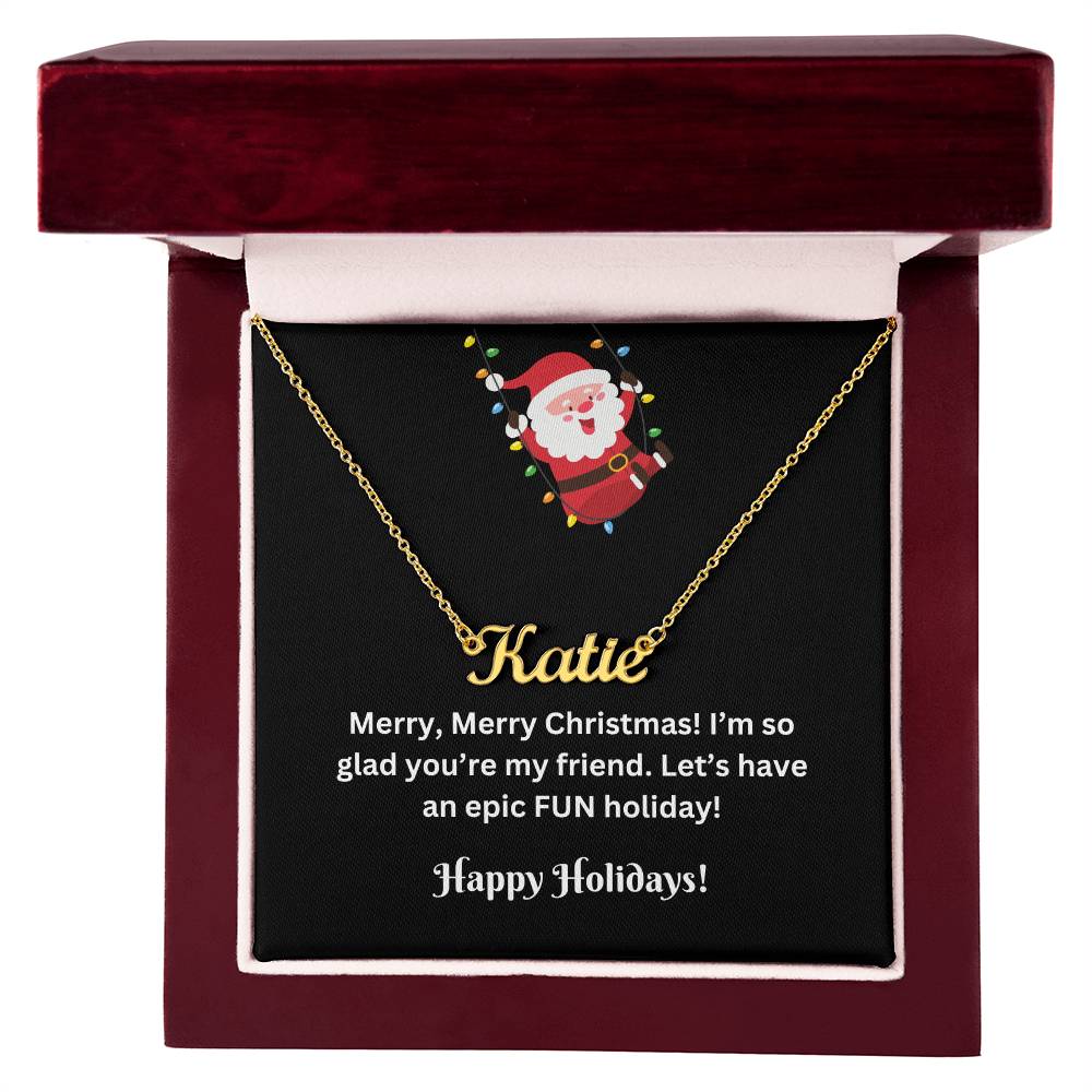 Christmas Friend Name Necklace